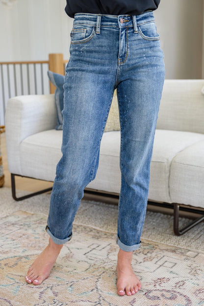Hazel Blues® | Corey Hi Rise Bleach Splash Boyfriend Jeans