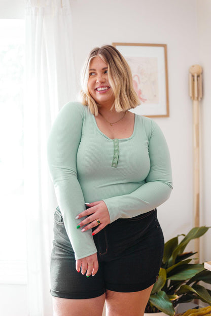 Hazel Blues® | Count On Me Ribbed Bodysuit in Sage
