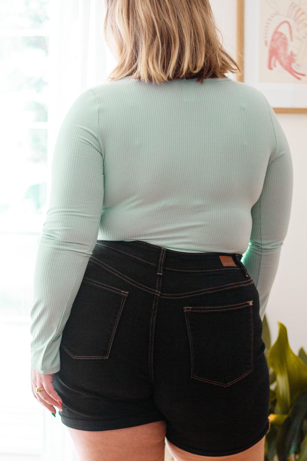 Hazel Blues® | Count On Me Ribbed Bodysuit in Sage