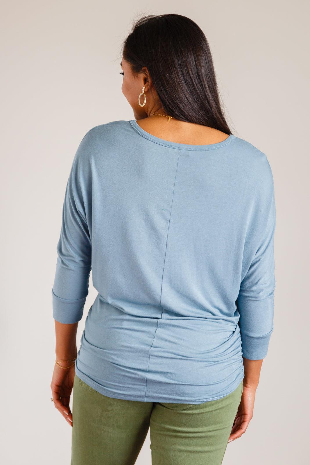 Hazel Blues® | Daytime Boat Neck Top in Blue Gray
