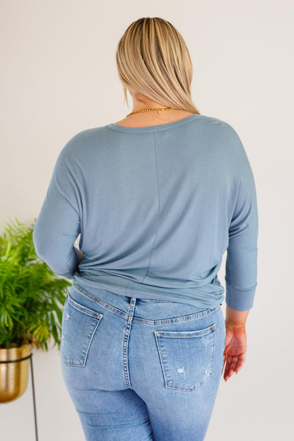 Hazel Blues® | Daytime Boat Neck Top in Blue Gray