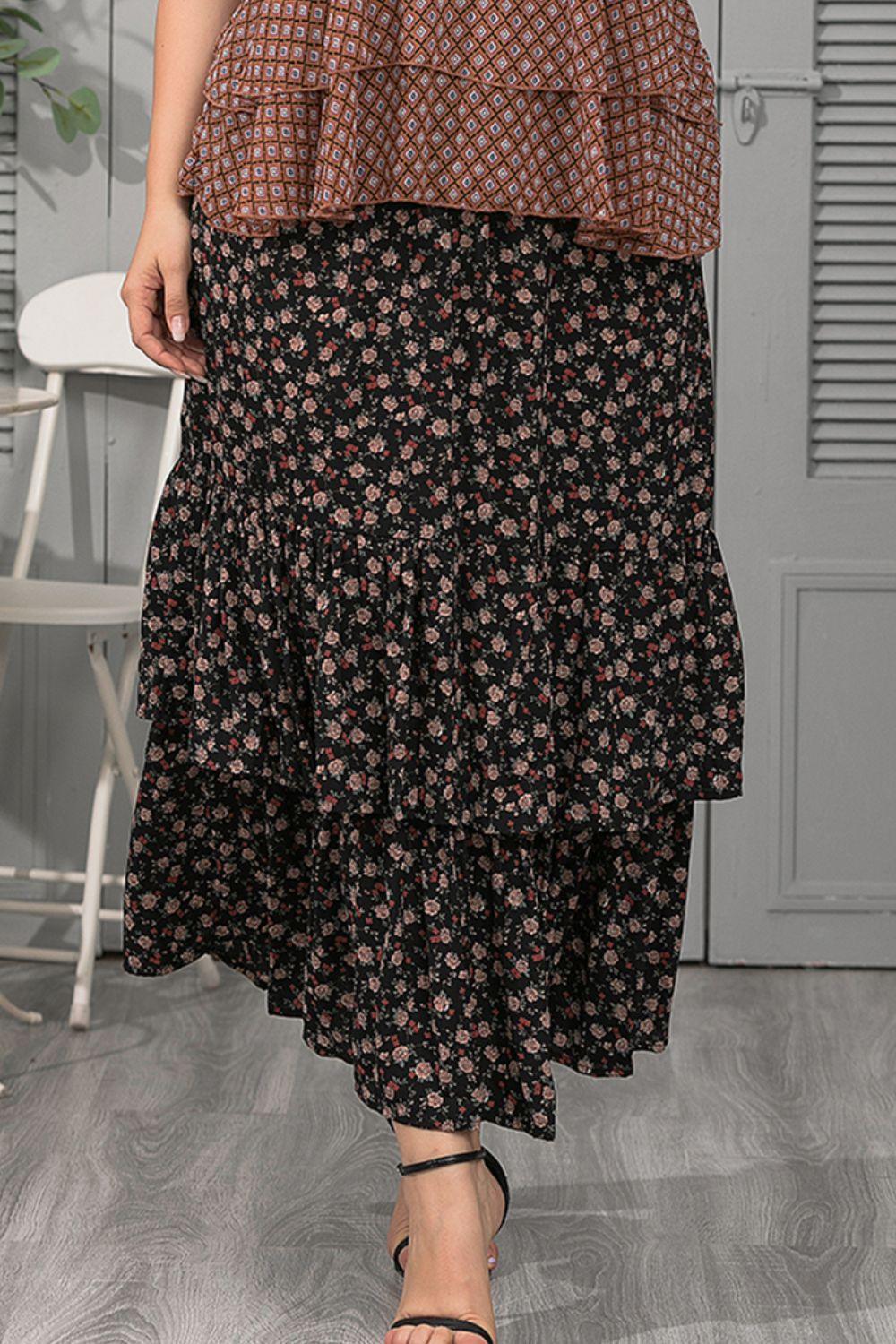 Hazel Blues® | Ditsy Floral Layered Maxi Skirt