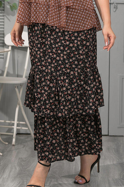 Hazel Blues® | Ditsy Floral Layered Maxi Skirt