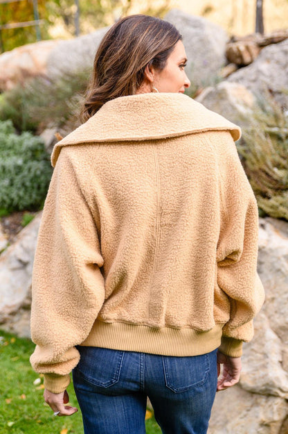 Hazel Blues® | Don't Stress Oversized Collar Sherpa Jacket In Taupe