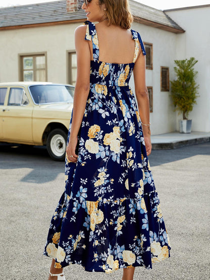 Hazel Blues® | Floral Tie-Shoulder Sleeveless Dress