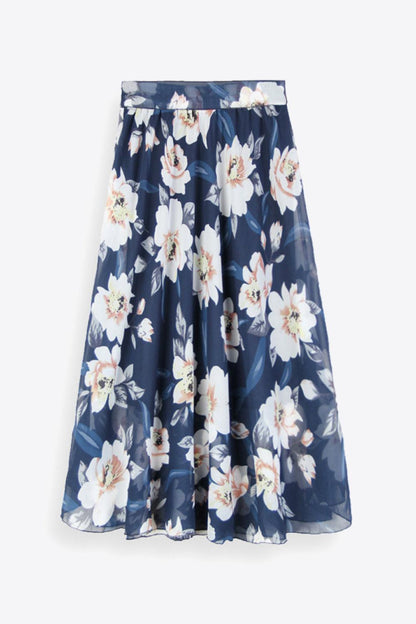Hazel Blues® | Floral Tie-Waist Skirt