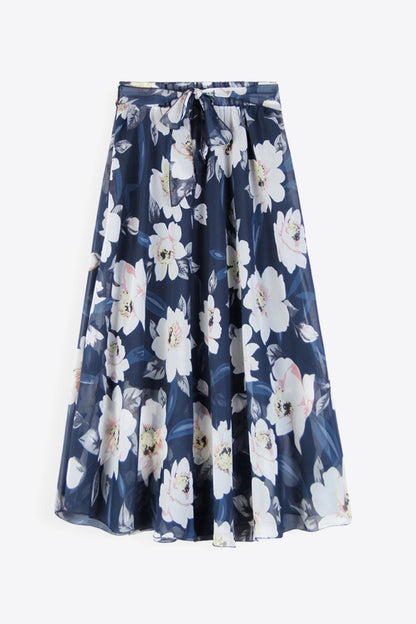 Hazel Blues® | Floral Tie-Waist Skirt