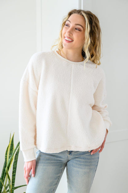 Hazel Blues® | Fuzzy Cuddles Sweater in Off White