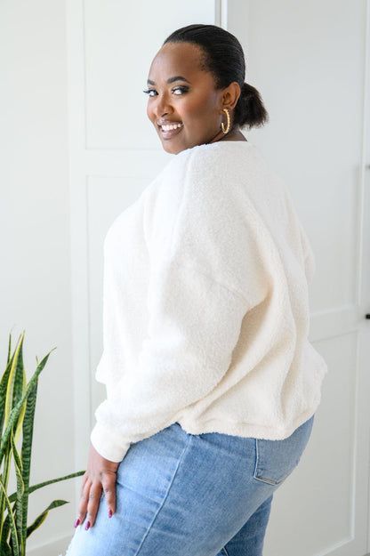 Hazel Blues® | Fuzzy Cuddles Sweater in Off White
