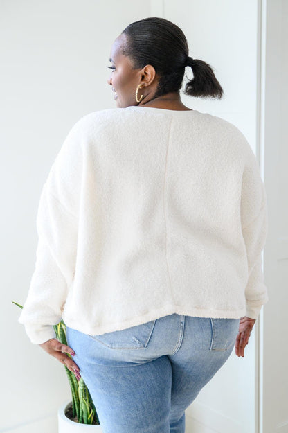 Hazel Blues® | Fuzzy Cuddles Sweater in Off White