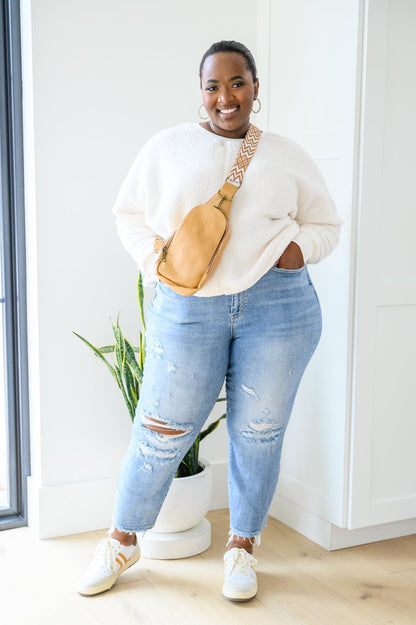 Hazel Blues® | Fuzzy Cuddles Sweater in Off White