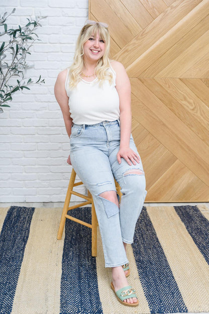 Hazel Blues® | Good Karma Light Wash Distressed Jeans