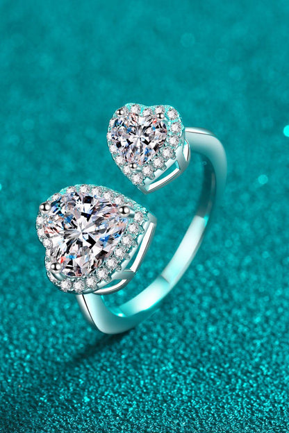 Hazel Blues® | Heart-Shape Moissanite Open Ring