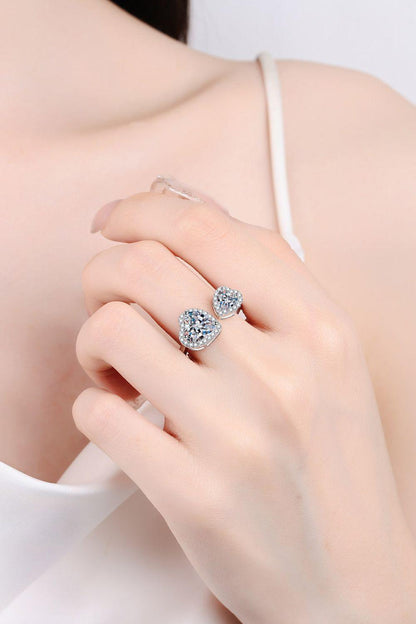 Hazel Blues® | Heart-Shape Moissanite Open Ring
