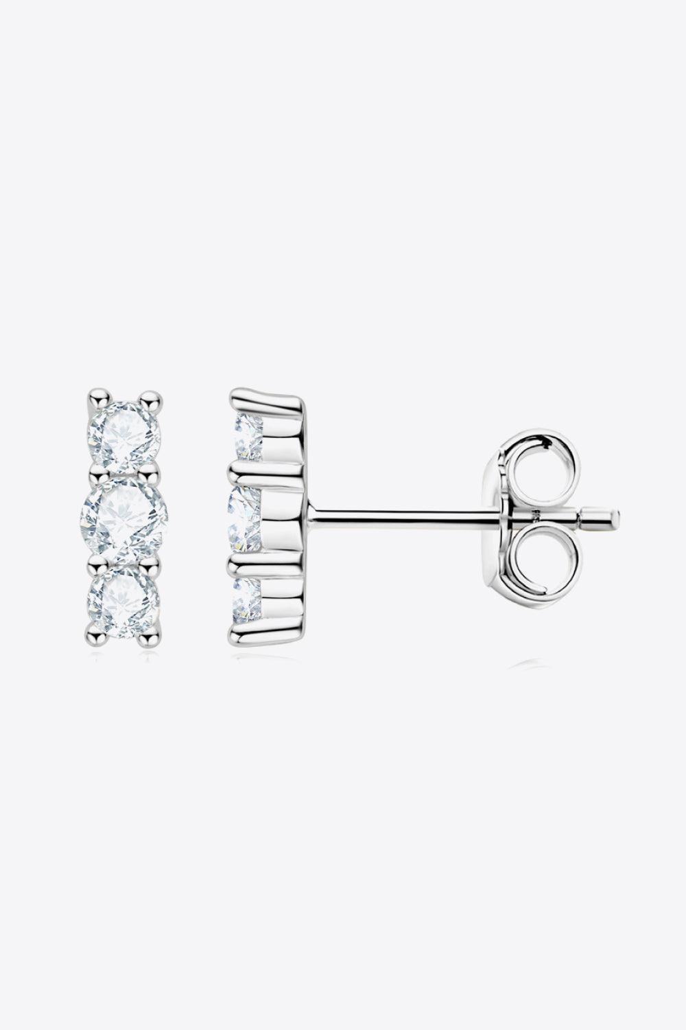 Hazel Blues® | Heartbeat Rhythm 925 Sterling Silver Moissanite Stud Earrings