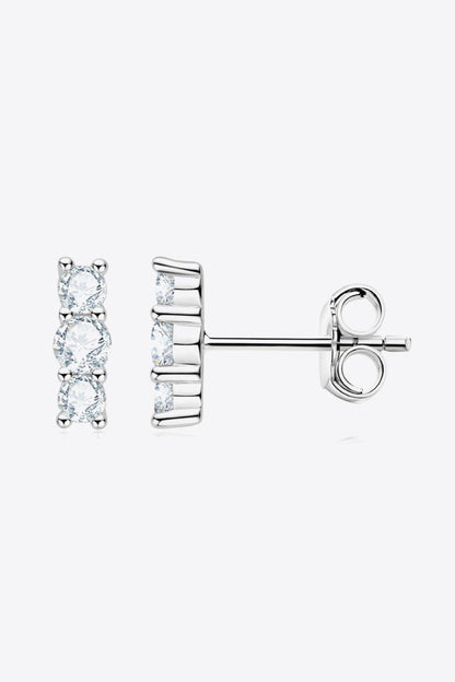 Hazel Blues® | Heartbeat Rhythm 925 Sterling Silver Moissanite Stud Earrings
