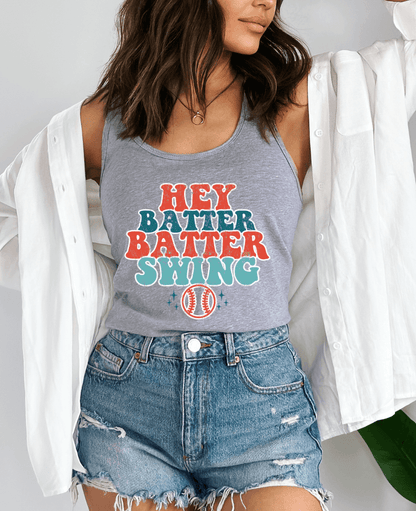 Hazel Blues® | Hey Batter Batter Swing Graphic Racerback Tank