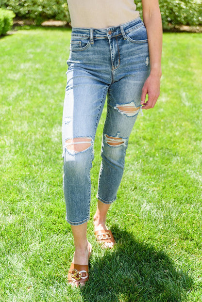 Hazel Blues® | Hi-Rise Destroyed Slim Fit Jeans