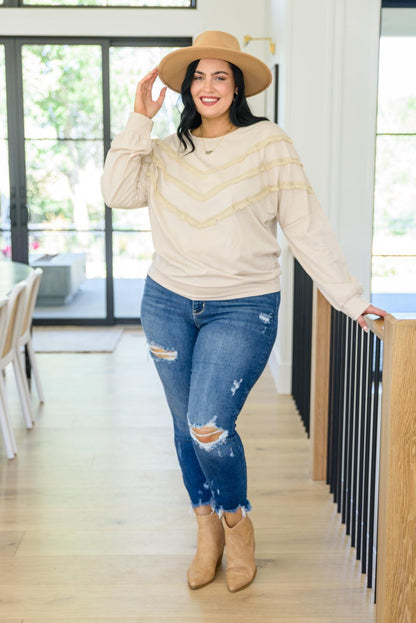 Hazel Blues® | Into The Fringe Top in Beige