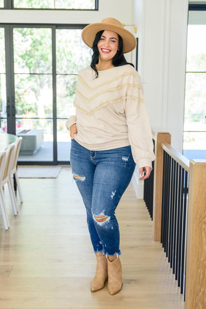 Hazel Blues® | Into The Fringe Top in Beige