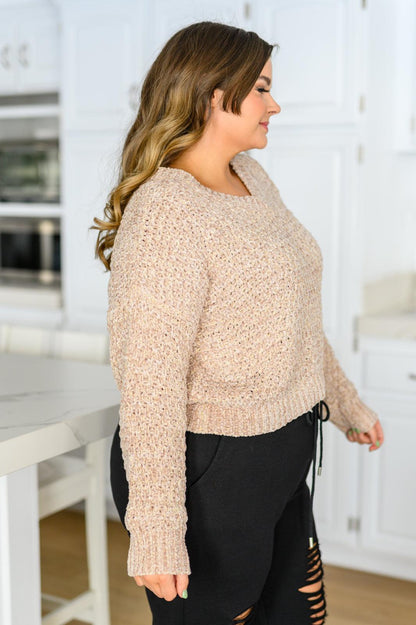 Hazel Blues® | Irish Coffee Knitted Crop V Neck Sweater