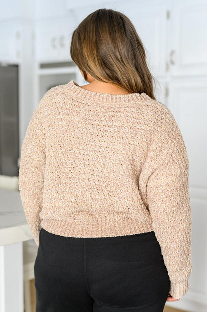 Hazel Blues® | Irish Coffee Knitted Crop V Neck Sweater