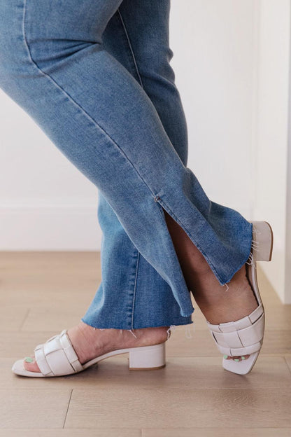 Hazel Blues® | Jody Slim Flare Side Slit Jeans