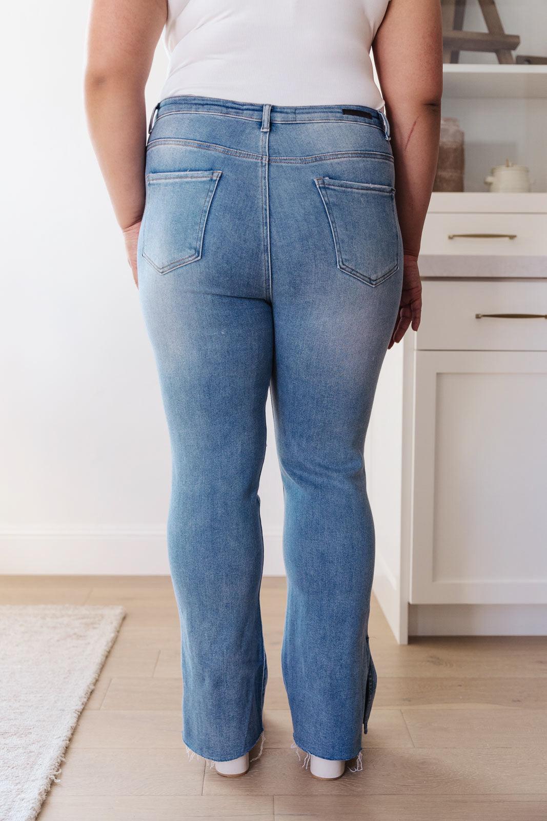 Hazel Blues® | Jody Slim Flare Side Slit Jeans