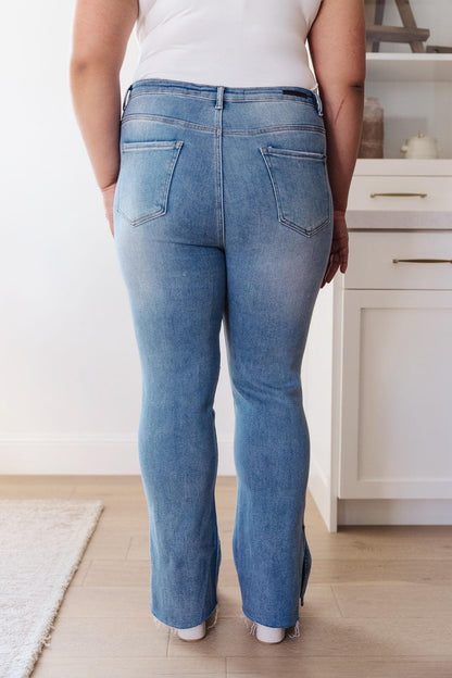Hazel Blues® | Jody Slim Flare Side Slit Jeans