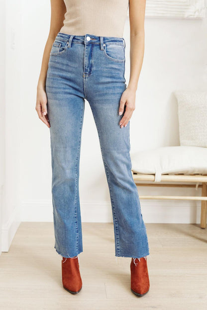 Hazel Blues® | Jody Slim Flare Side Slit Jeans