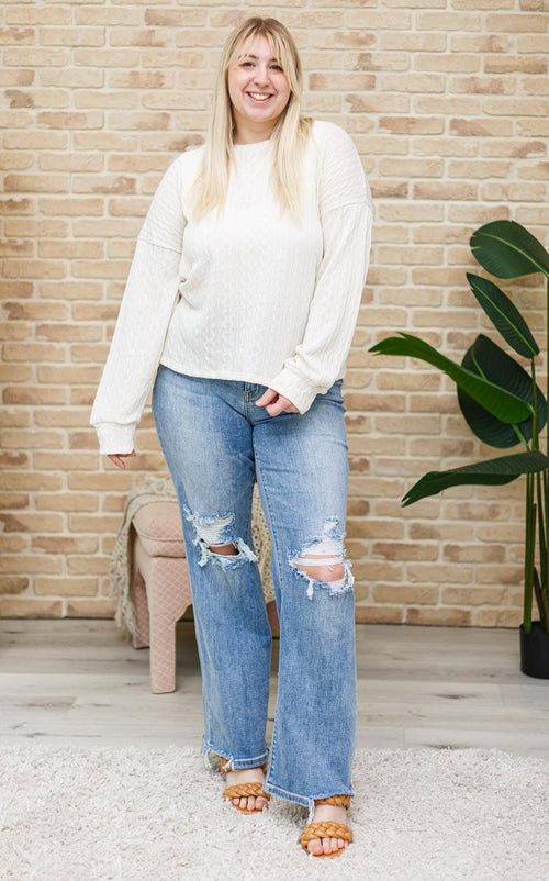 Hazel Blues® | Keep Me Here Knit Sweater in Cream