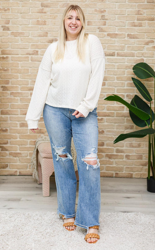 Hazel Blues® | Keep Me Here Knit Sweater in Cream