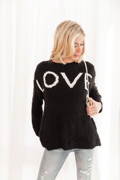 Hazel Blues® | Knit Your Love Sweater in Black