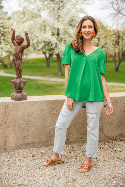 Hazel Blues® | Let's Meet Up Green Blouse