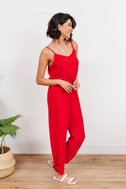 Hazel Blues® | Livin' The Dream Jumpsuit in Red