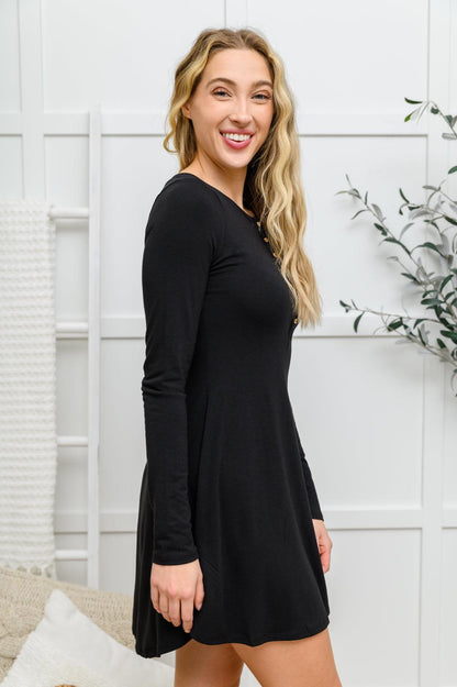 Hazel Blues® | Long Sleeve Button Down Dress In Black