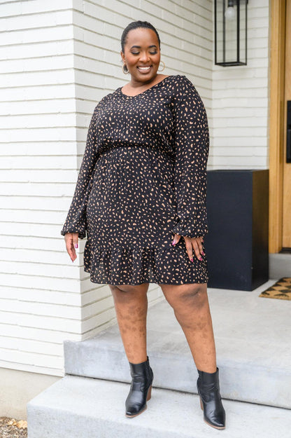 Hazel Blues® | Make Your Happiness Long Sleeve Dress in Black