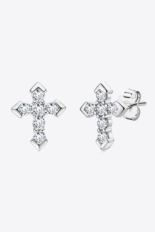 Hazel Blues® | Moissanite Cross Stud Earrings