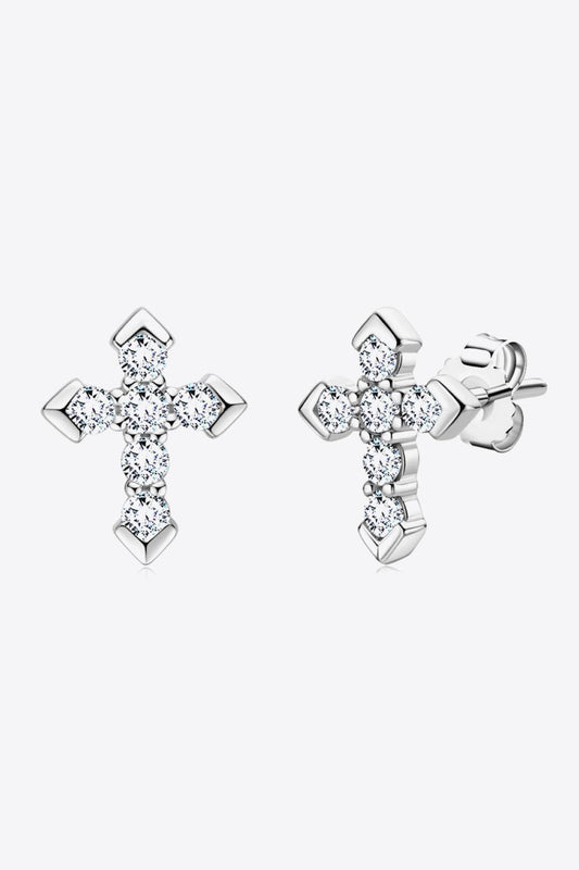 Hazel Blues® | Moissanite Cross Stud Earrings