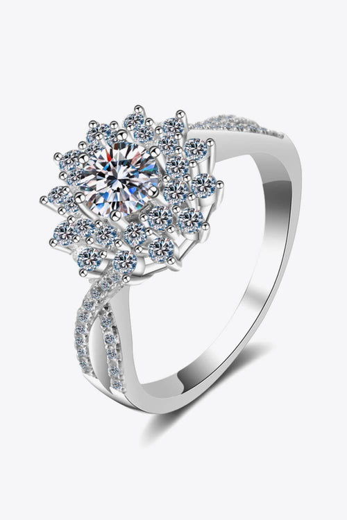 Hazel Blues® | Moissanite Flower-Shape Split Shank Ring