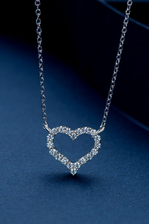 Hazel Blues® | Moissanite Platinum-Plated Heart Necklace