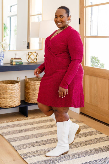 Hazel Blues® | Only You Surplice Neck Sparkle Knit Dress In Magenta
