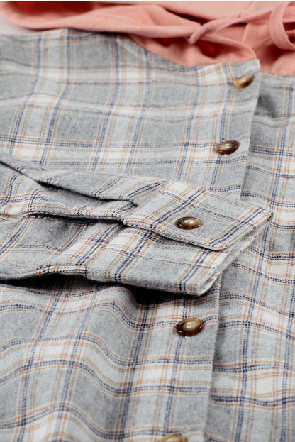 Hazel Blues® | Plaid Drawstring Hooded Shacket