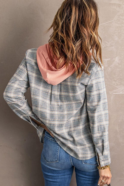 Hazel Blues® | Plaid Drawstring Hooded Shacket