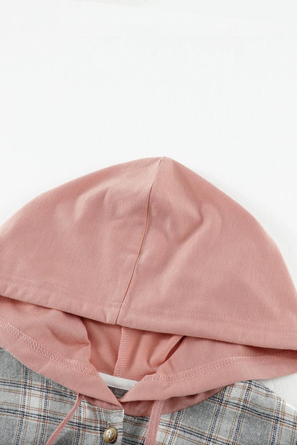 Hazel Blues® | Plaid Drawstring Hooded Shacket