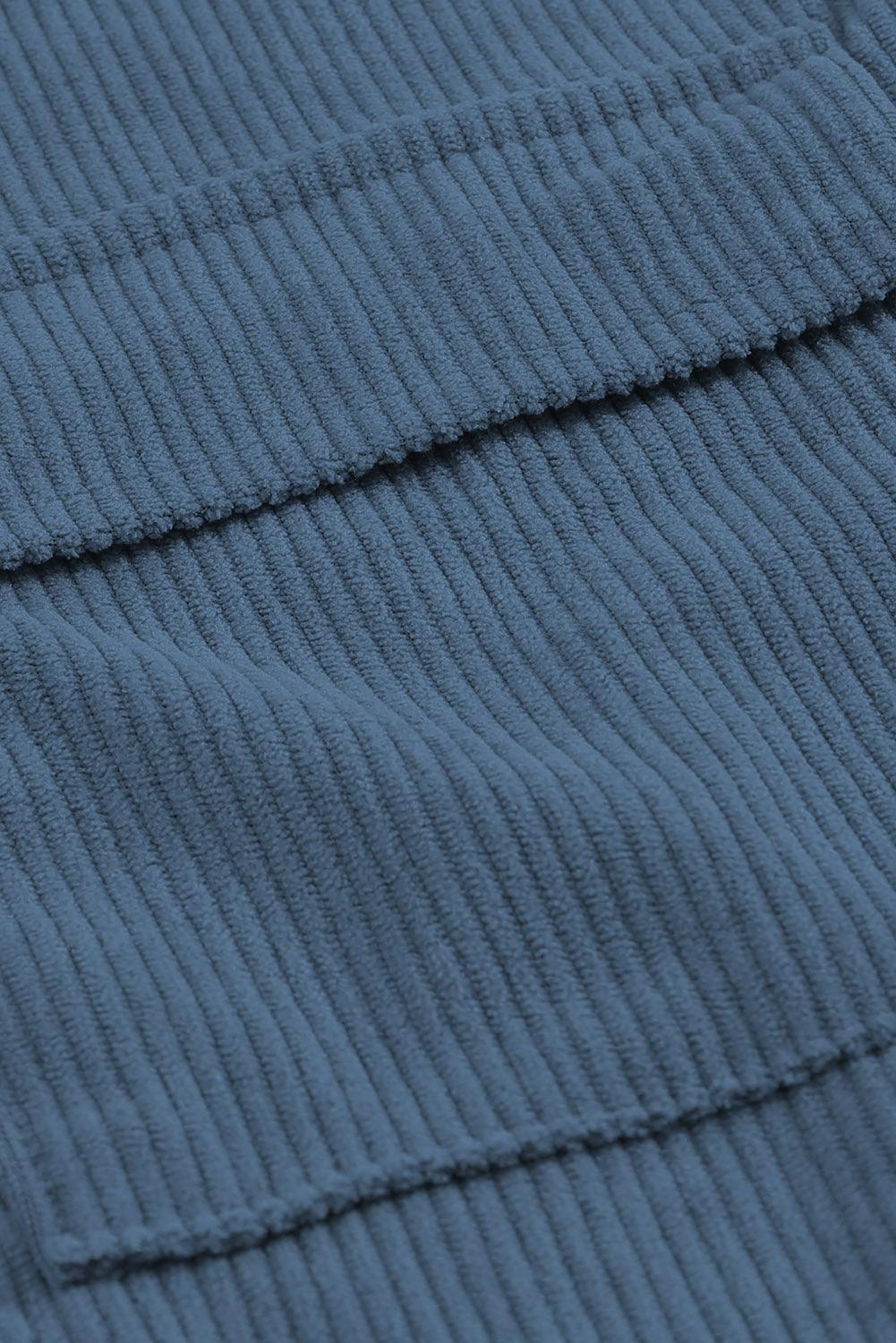 Hazel Blues® | Pocketed Button Ribbed Textured Shacket