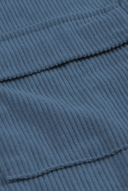 Hazel Blues® | Pocketed Button Ribbed Textured Shacket