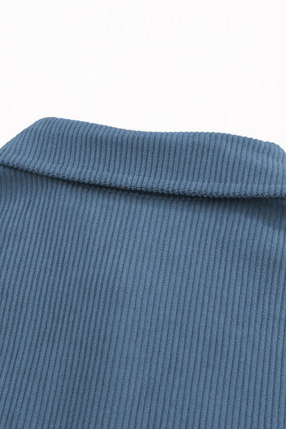 Hazel Blues® | Pocketed Button Ribbed Textured Shacket