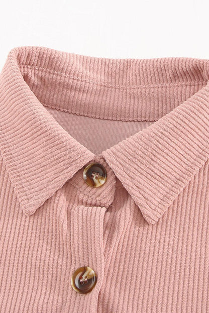Hazel Blues® | Pocketed Button Ribbed Textured Shacket