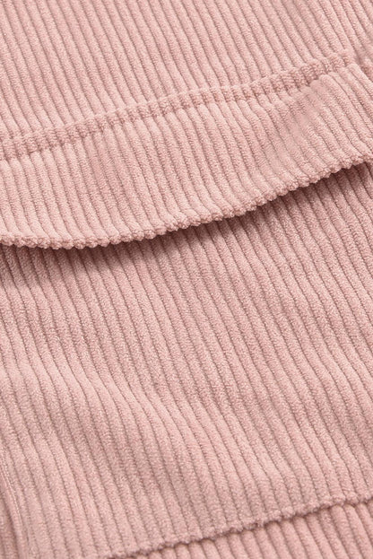 Hazel Blues® | Pocketed Button Ribbed Textured Shacket